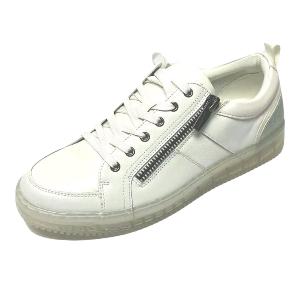 INC International Concepts White and Silver Athletic Shoes with Zipper